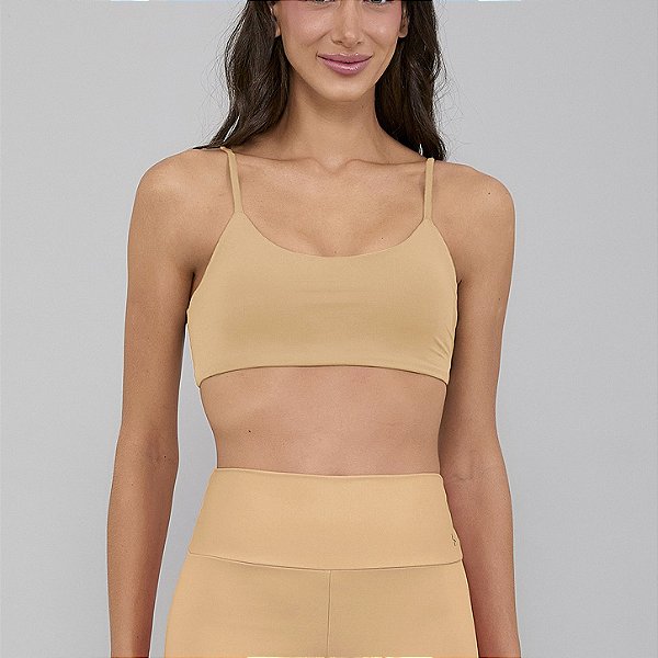 Top Alto Giro Eterno Liso Costas Decotado P26 Laranja Pastel