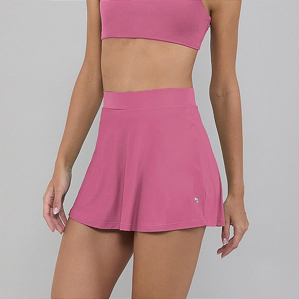 Saia-Shorts Alto Giro Eterna Sobreposta Evase P26 Rosa Feliz