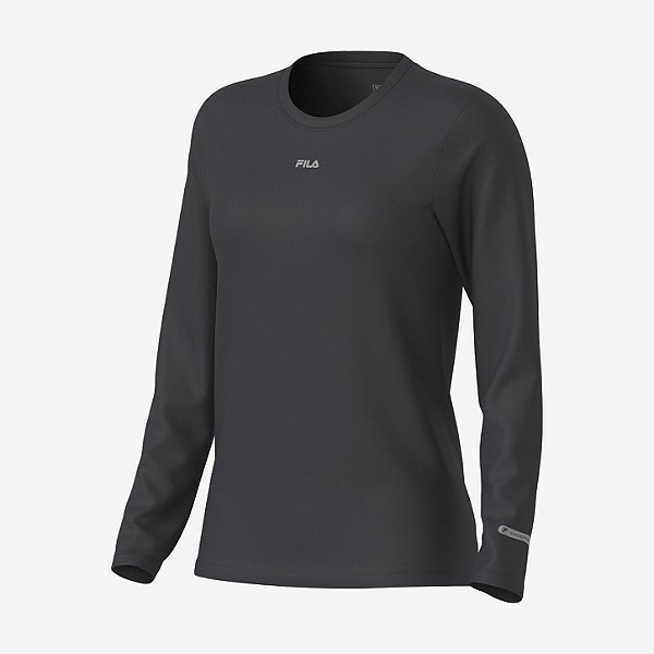 Camiseta Manga Longa Fila Sun Protect Breezy Feminina Preto
