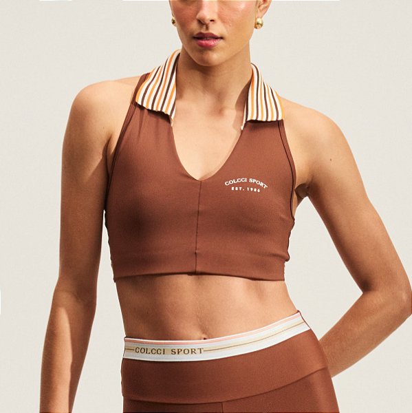 Top Colcci Performace com Gola PR27 Marrom Tiramisu