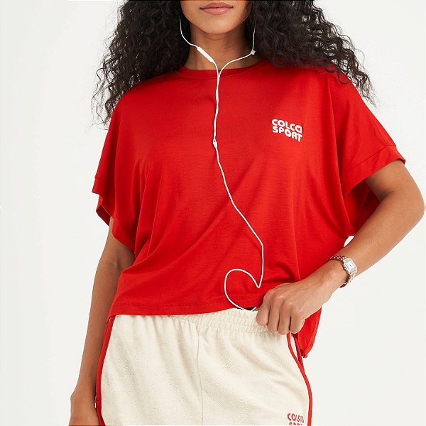 Camiseta Colcci Vis Up Comfort Vermelho/Off