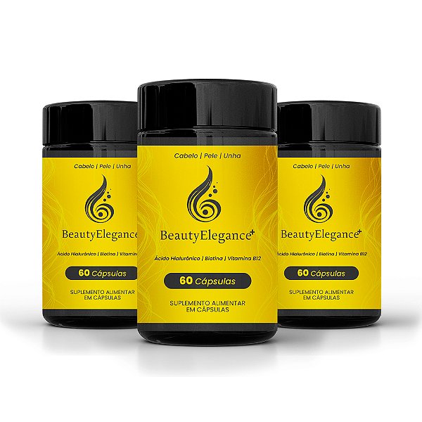CABELO, PELE E UNHA - Beauty Elegance + (60 cápsulas cada) - 3 UNIDADES