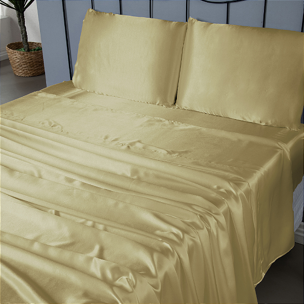 Jogo de Lençol Sublime 4 Peças King 100% Poliéster Tecido Cetim Charmousse  - Do