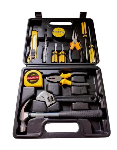 Kit Ferramentas Maleta Jogo 12 Peças Multiuso Casa Cor Preto - Neverdie
