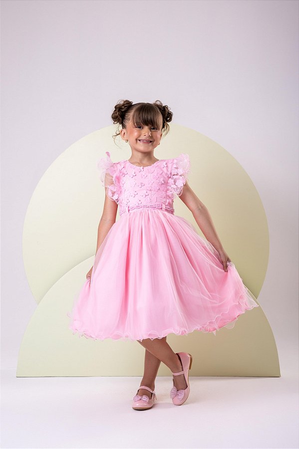 Vestido Menina Bonita Angelie Rosa Bebe