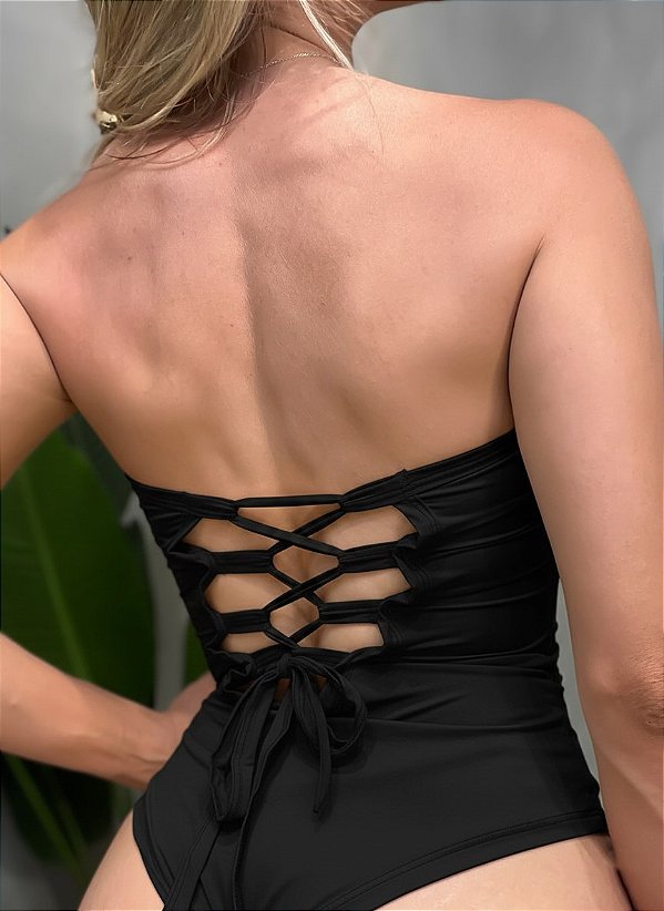 Body em Poliamida sem Alça com Amarração Karen Ref. 1824