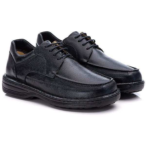 Sapato Casual Conforto Couro Preto