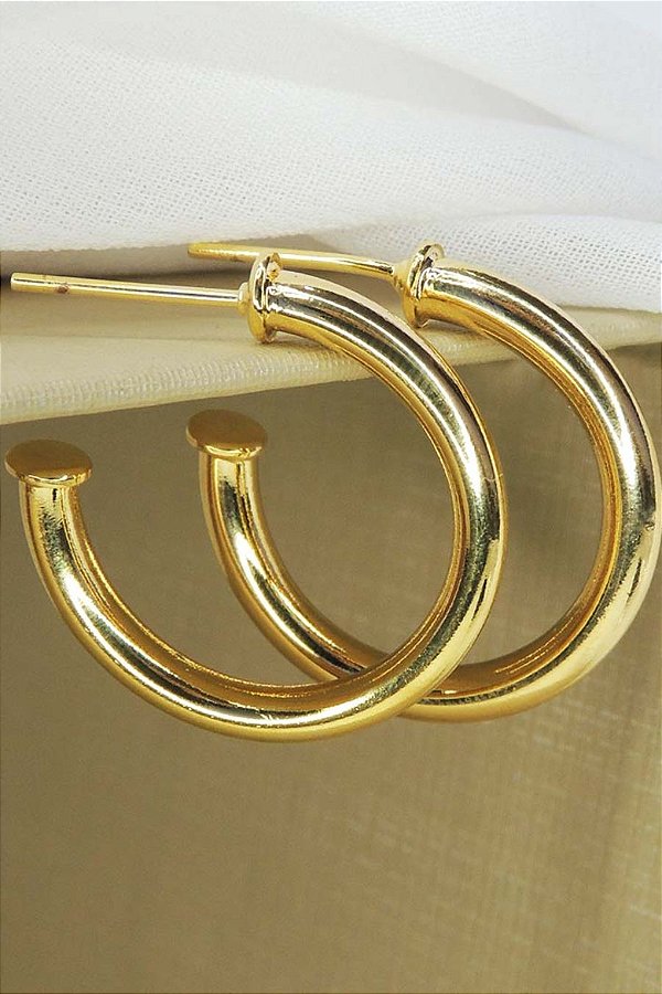 Brinco Argola Grossa Pequena Banhado em Ouro 18k