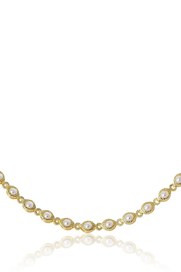 Choker com Corrente de Mini Pérolas Banhado em Ouro 18k