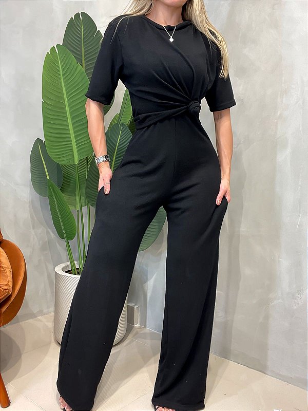 Conjunto em Lãnzinha Macacão e Blusa Manga Curta Ariana Ref. 1577