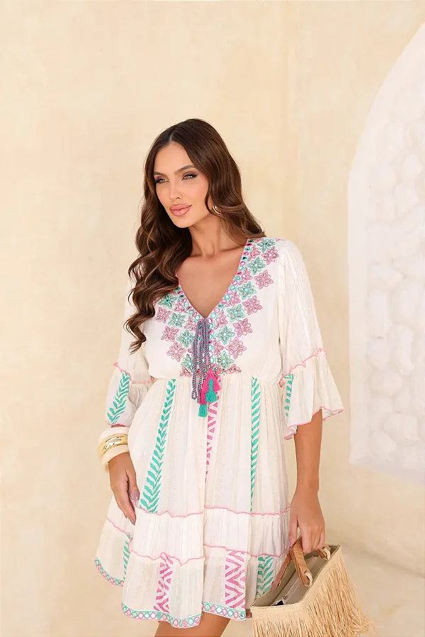 VESTIDO BORDADO GEOMÉTRICO