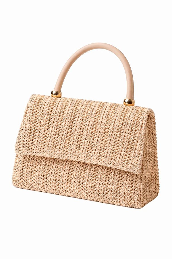 Bolsa Feminina Palha Trançada Bege