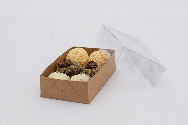 Caixa Com Tampa Pet e Fundo Cartão Kraft 12X7X3 - Kit Com 500 Unidades - Pedidos acima de 1.000 unidades possuem condições comerciais especiais. Consulte nossa equipe.