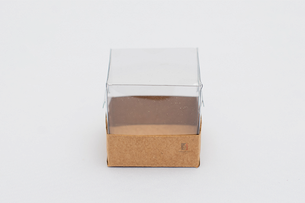 Caixa Com Tampa Pet e Fundo Cartão Kraft 5X5X5/2 - Kit Com 500 Unidades - Pedidos acima de 1.000 unidades possuem condições comerciais especiais. Consulte nossa equipe.