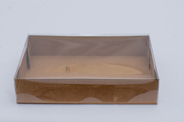 Caixa Com Tampa Pet e Fundo Cartão Kraft 20X14X4 - Kit Com 500 Unidades - Pedidos acima de 1.000 unidades possuem condições comerciais especiais. Consulte nossa equipe.