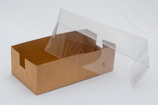 Caixa Com Tampa Pet e Fundo Cartão Kraft 31X16X10 - Kit Com 500 Unidades - Pedidos acima de 1.000 unidades possuem condições comerciais especiais. Consulte nossa equipe.