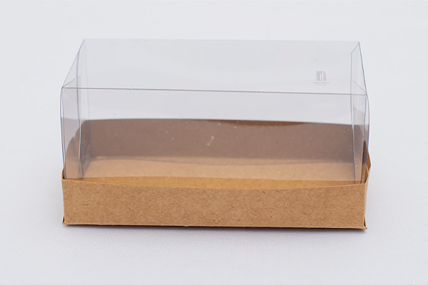 Caixa Com Tampa Pet e Fundo Cartão Kraft 12.8x6.5x6 - Pacote Com 500 Unidades