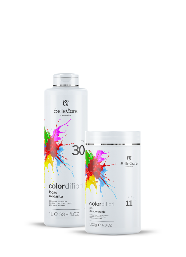 KIT PROFISSIONAL OX 30 VOL 1L + PÓ DESCOLORANTE AZUL 500G COLOR DI FIORI