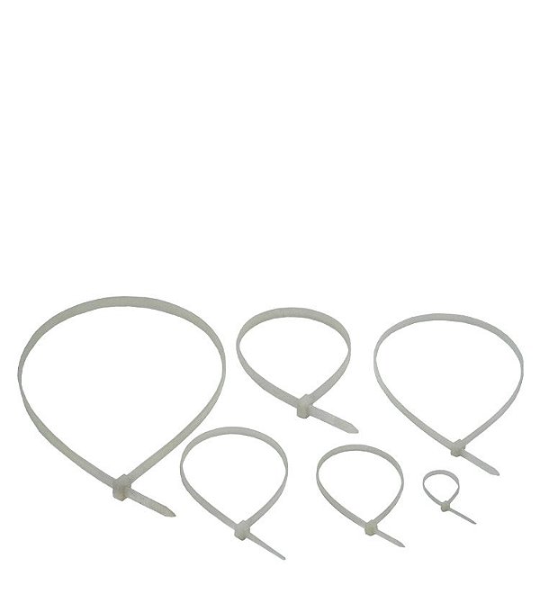 Abraçadeira de Nylon Branca 3,5x150mm Incolor - Embalagem com 100 unidades 06028 - Sibratec