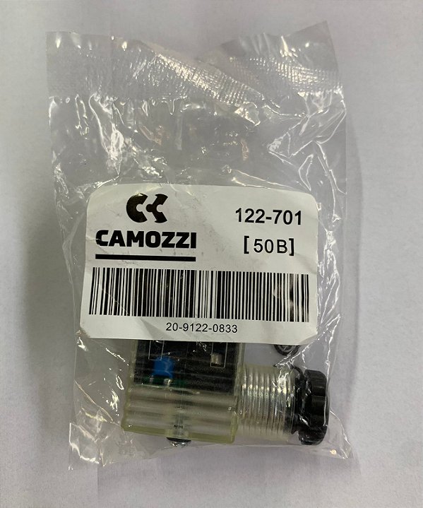 Conector com Led para Solenoide 24VCC - SERIE U70/ 122-701 - 20-9122-0833 - Camozzi