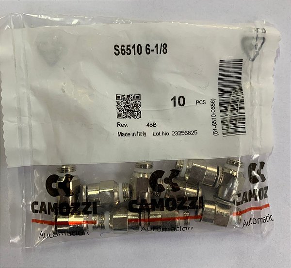 Conexão Reta Ø6XG1/8 - S6510 6-1/8 - 51-6510-0656 - Camozzi