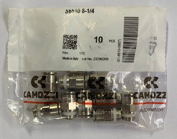 Conexão Reta Ø8XG1/4 - S6510 8-1/4 - 51-6510-0857 - Camozzi