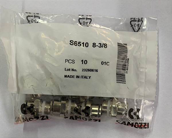 Conexão Reta Ø8XG3/8 - S6510 8-3/8 - 51-6510-0858 - Camozzi