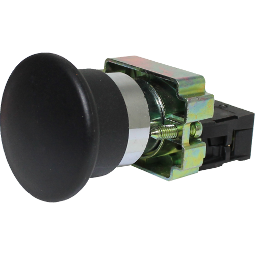 Pulsador Cogumelo 22mm Metálico Preto 1NA - M20AMR-B-1A - Metaltex