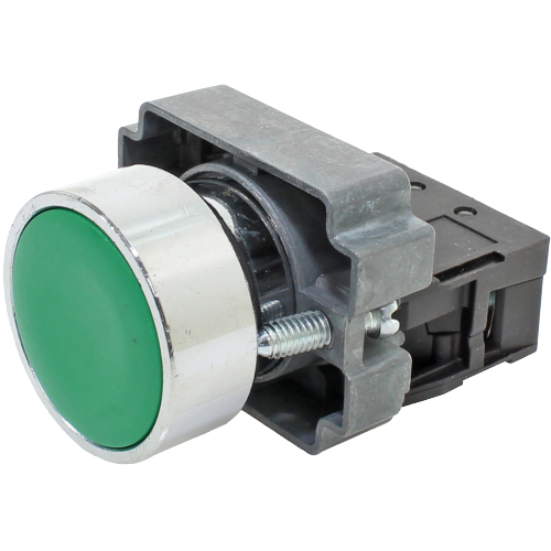 Pulsador Faceado 22mm Metálico Verde 1NA - M20AFR-G-1A - Metaltex