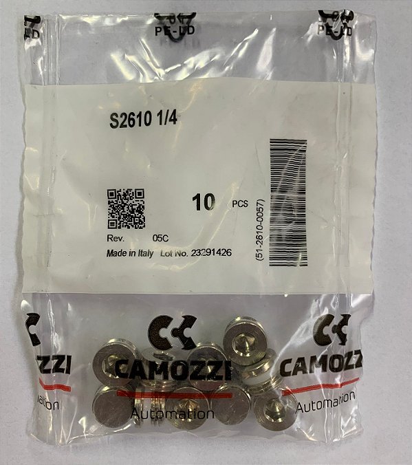 Tampao 1/4 BSP - S2610 1/4 - 51-2610-0057 - Camozzi