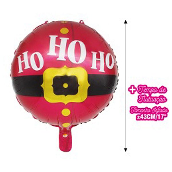 Balao Metalizado Redondo Natal Ho Ho Ho 18" (Natal)