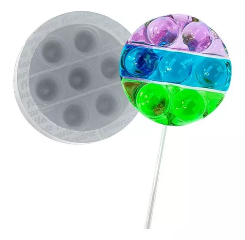 Kit C 2 Moldes 687 - Pirulitos Fidget Pop It - 6cm Redondo