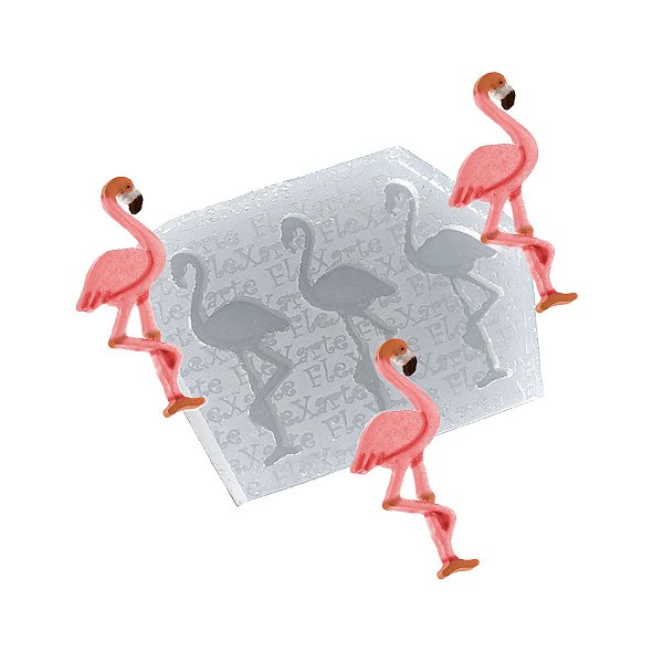 Molde de  Silicone 068 - Trio de Flamingos