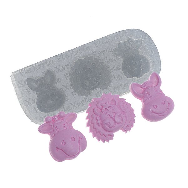 Molde de  Silicone 086 - Safari Vaquinha + Leão