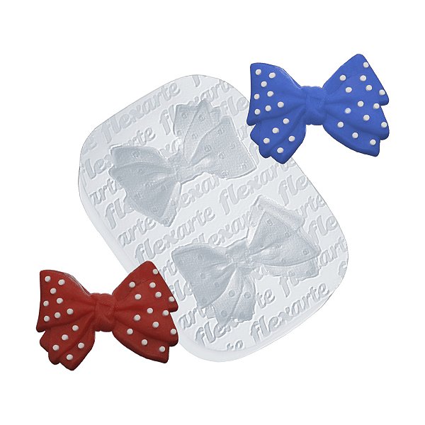 Molde de  Silicone 1007 - Par de Laços de Bolinhas 3cm