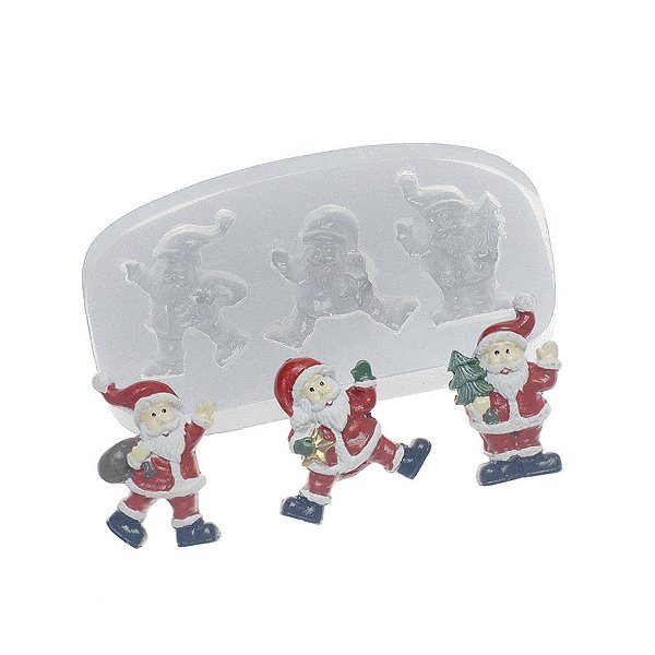 Molde de  Silicone 127 - Trio de Papai Noel