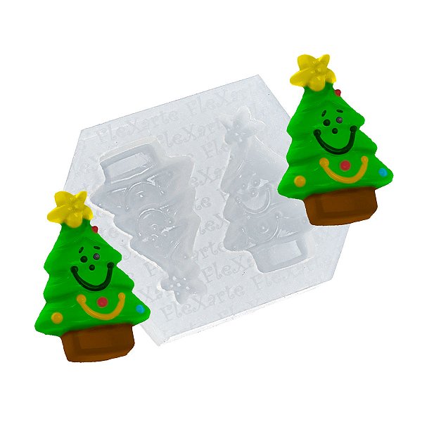 Molde de  Silicone 164 - Dupla de Árvores de Natal 2018