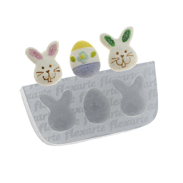 Molde de  Silicone 285 - Dupla de Coelhos + Ovo