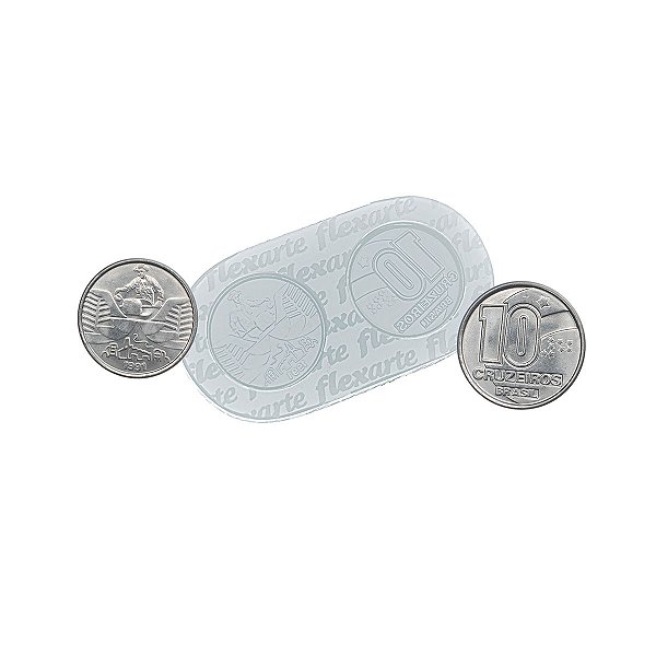 Molde de  Silicone 313 - Moeda 10 Cruzeiros Fantasia - Frente e Verso