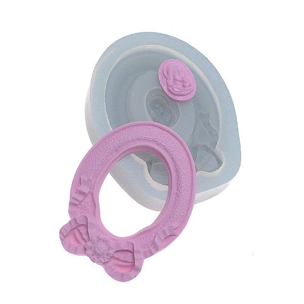 Molde de  Silicone 347 - Moldura Oval Md + Santa