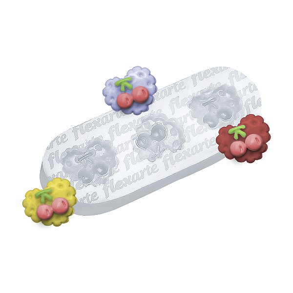 Molde de  Silicone 364 - Trio de Corações com Cerejas Pequeno