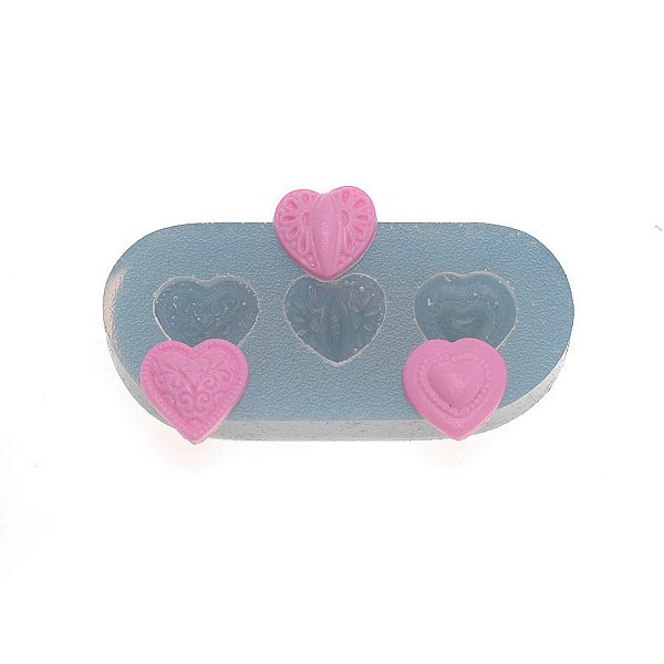 Molde de  Silicone 381 - Trio de Mini Corações