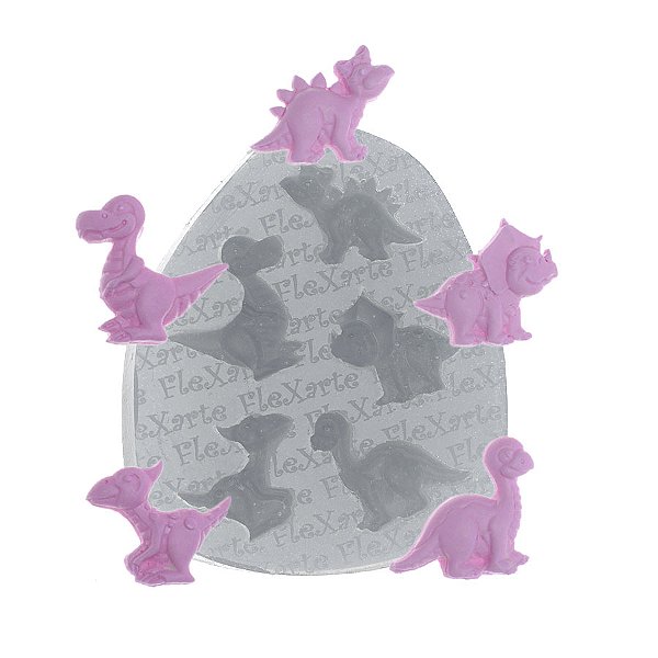 Molde de  Silicone 388 - Mini Baby Dinossauros