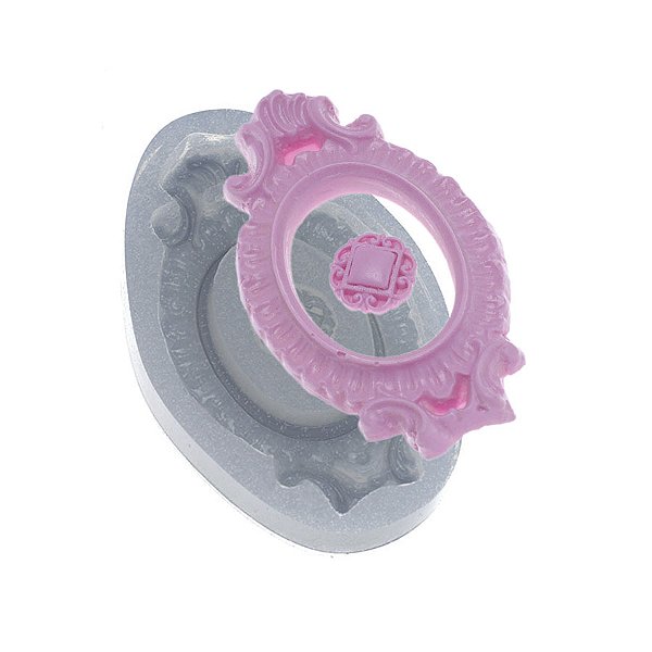 Molde de  Silicone 474 - Moldura Oval Mystras + Broche