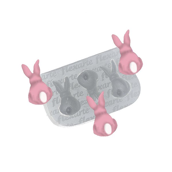 Molde de  Silicone 508 - Trio de Coelhinhos de Costas