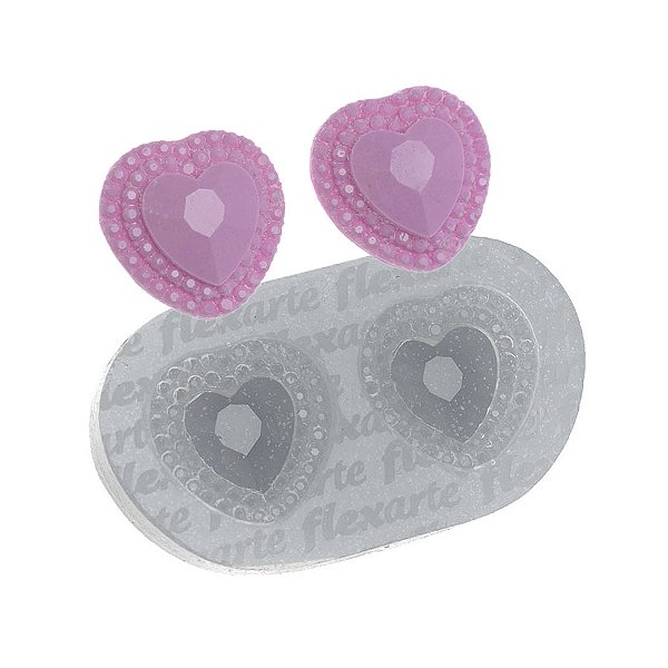 Molde de  Silicone 528 - Coração Lapidado Pequeno