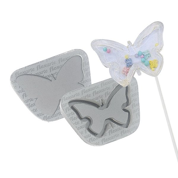 Molde de  Silicone 605 - Pirulito Borboleta Chocalho