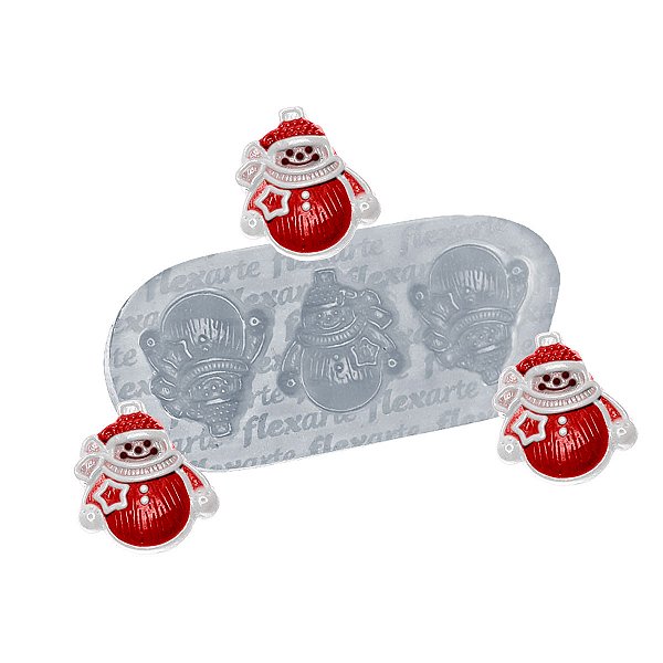 Molde de  Silicone 642 - Trio de Bonecos de Neve Pequenos