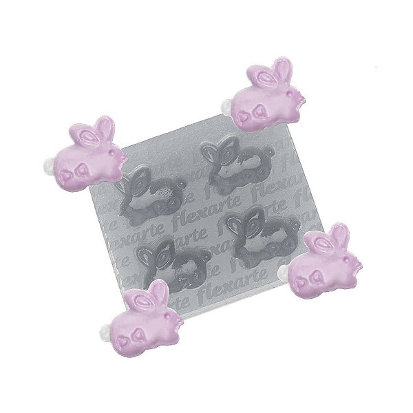 Molde de  Silicone 645 - Quarteto de Coelhinhos Edwins
