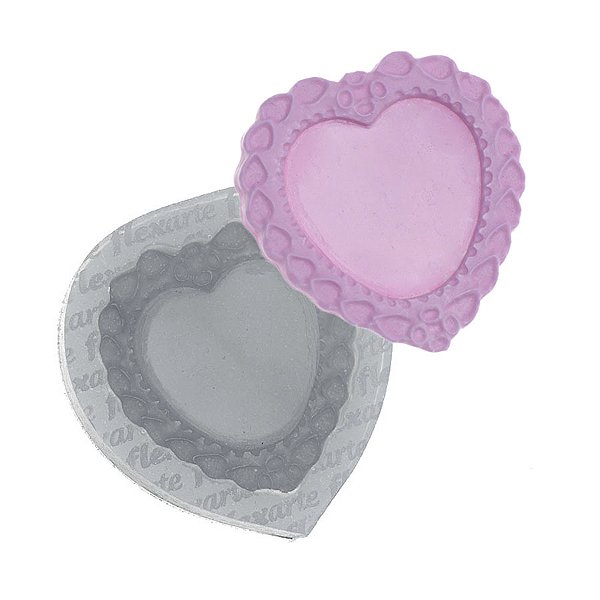 Molde de  Silicone 667 - Coração Médio Emoldurado